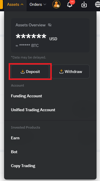 Deposit button