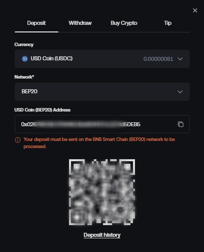 Casino deposit