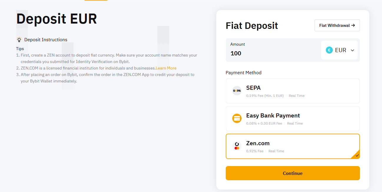 Fiat deposit